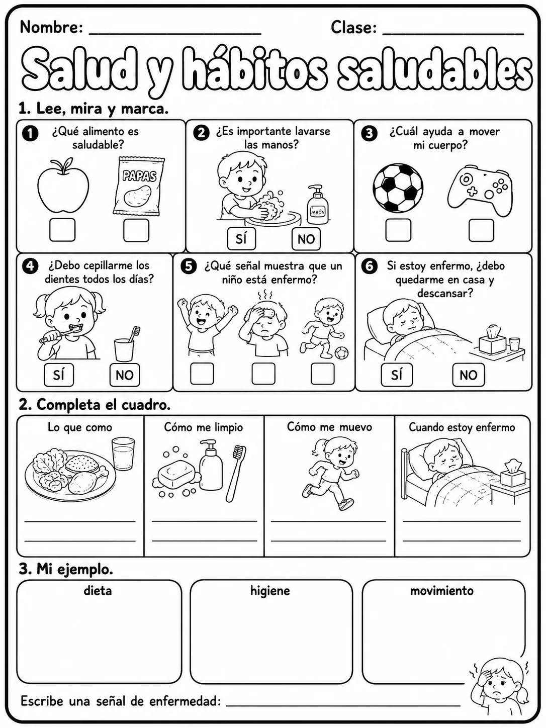 1.º grado - cuerpo humano y salud - Paquete de fichas - Conjunto 5 página 10 vista previa imprimible