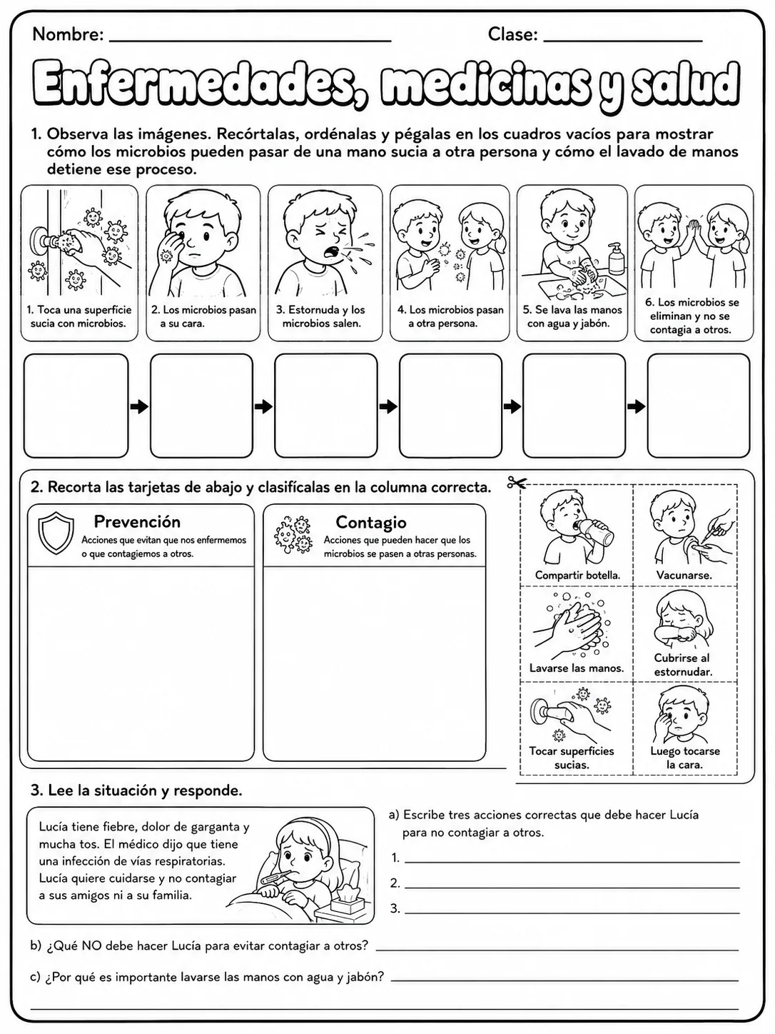 2.º grado - cuerpo humano y salud - Paquete de fichas página 7 vista previa imprimible