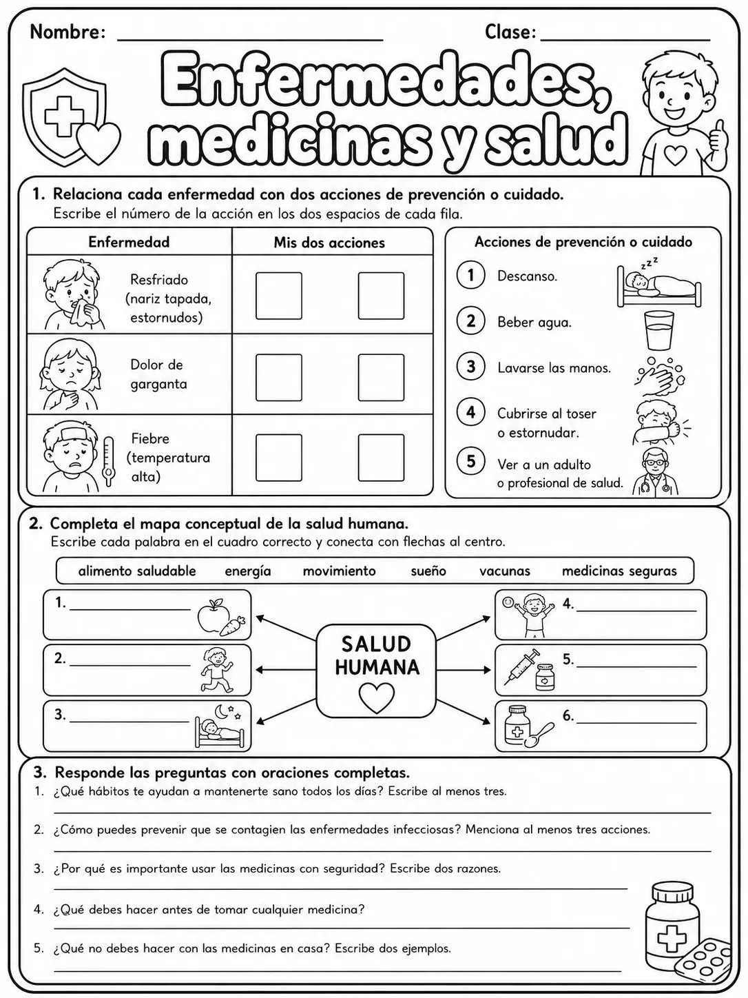 2.º grado - cuerpo humano y salud - Paquete de fichas página 9 vista previa imprimible
