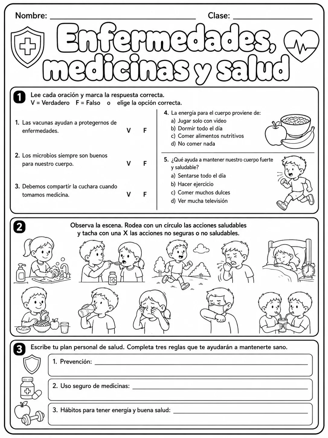 2.º grado - cuerpo humano y salud - Paquete de fichas página 10 vista previa imprimible