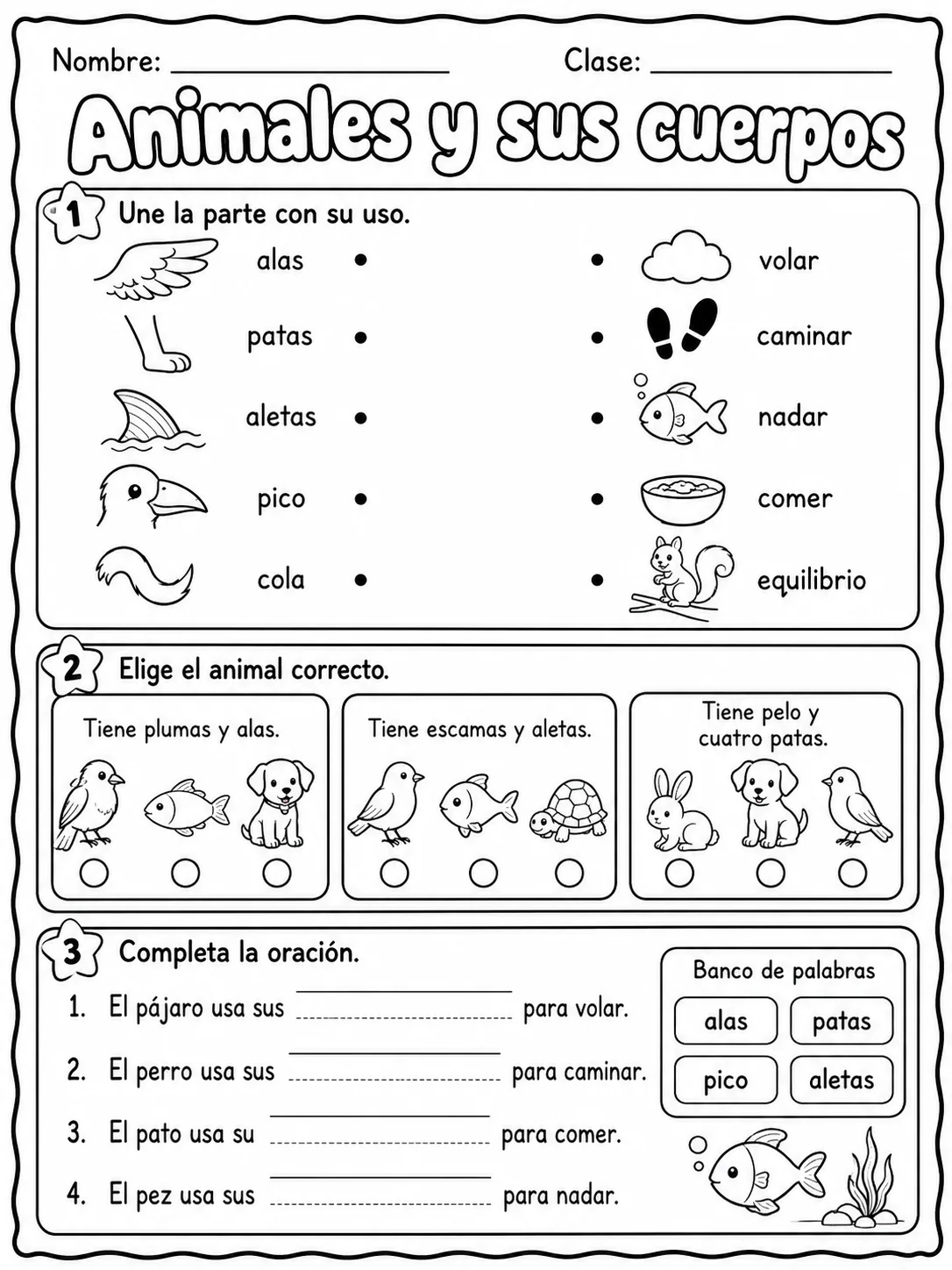 3.º grado - animales y hábitats - Paquete de fichas - Conjunto 2 página 6 vista previa imprimible