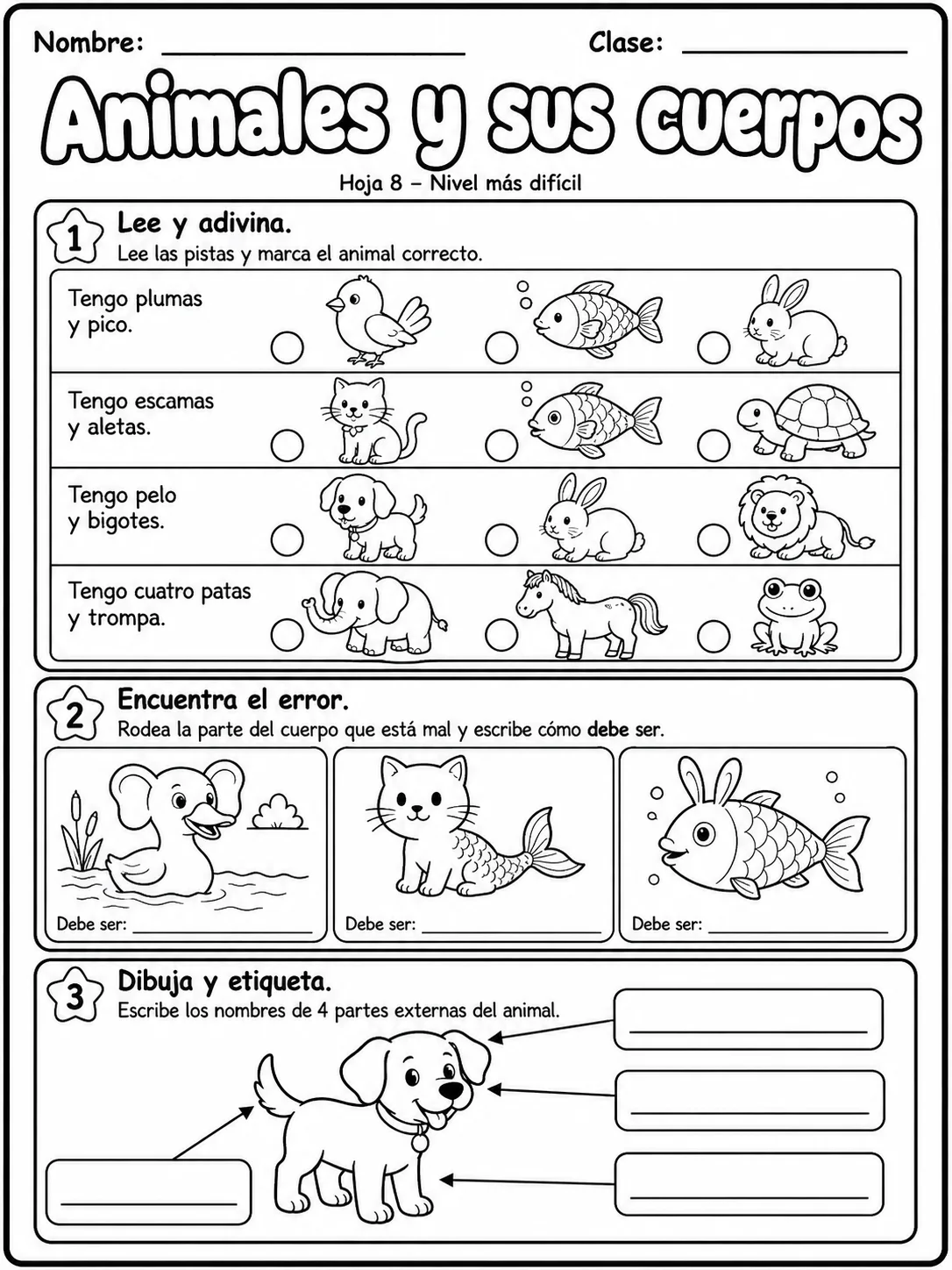 3.º grado - animales y hábitats - Paquete de fichas - Conjunto 2 página 8 vista previa imprimible