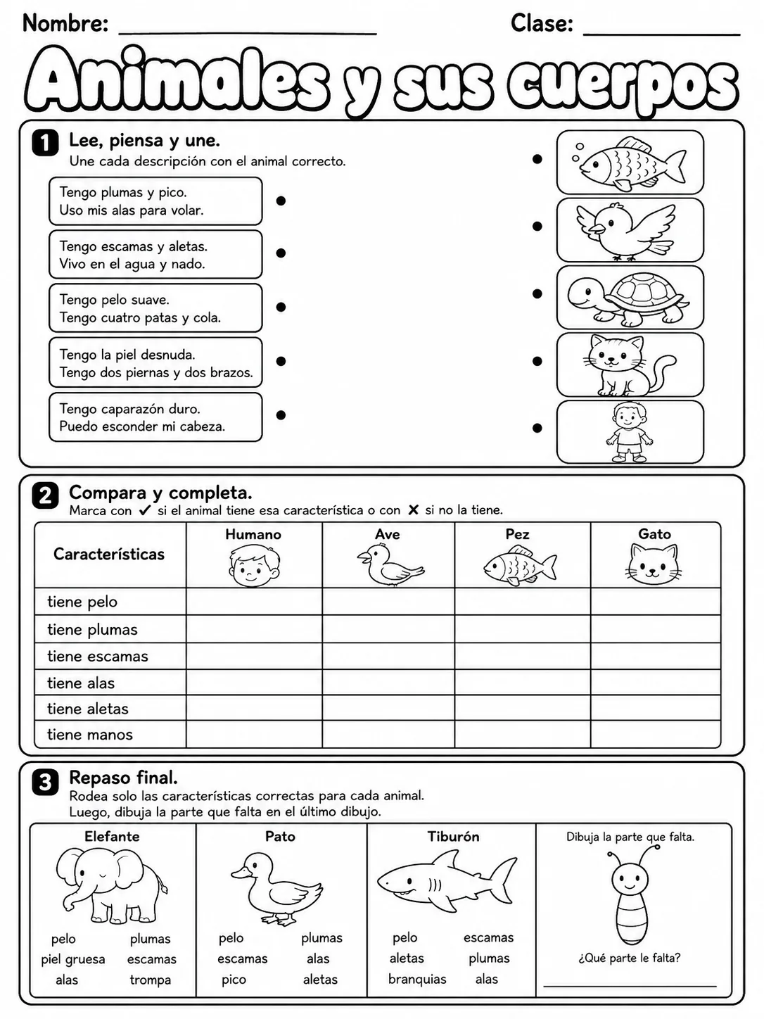 3.º grado - animales y hábitats - Paquete de fichas - Conjunto 2 página 10 vista previa imprimible