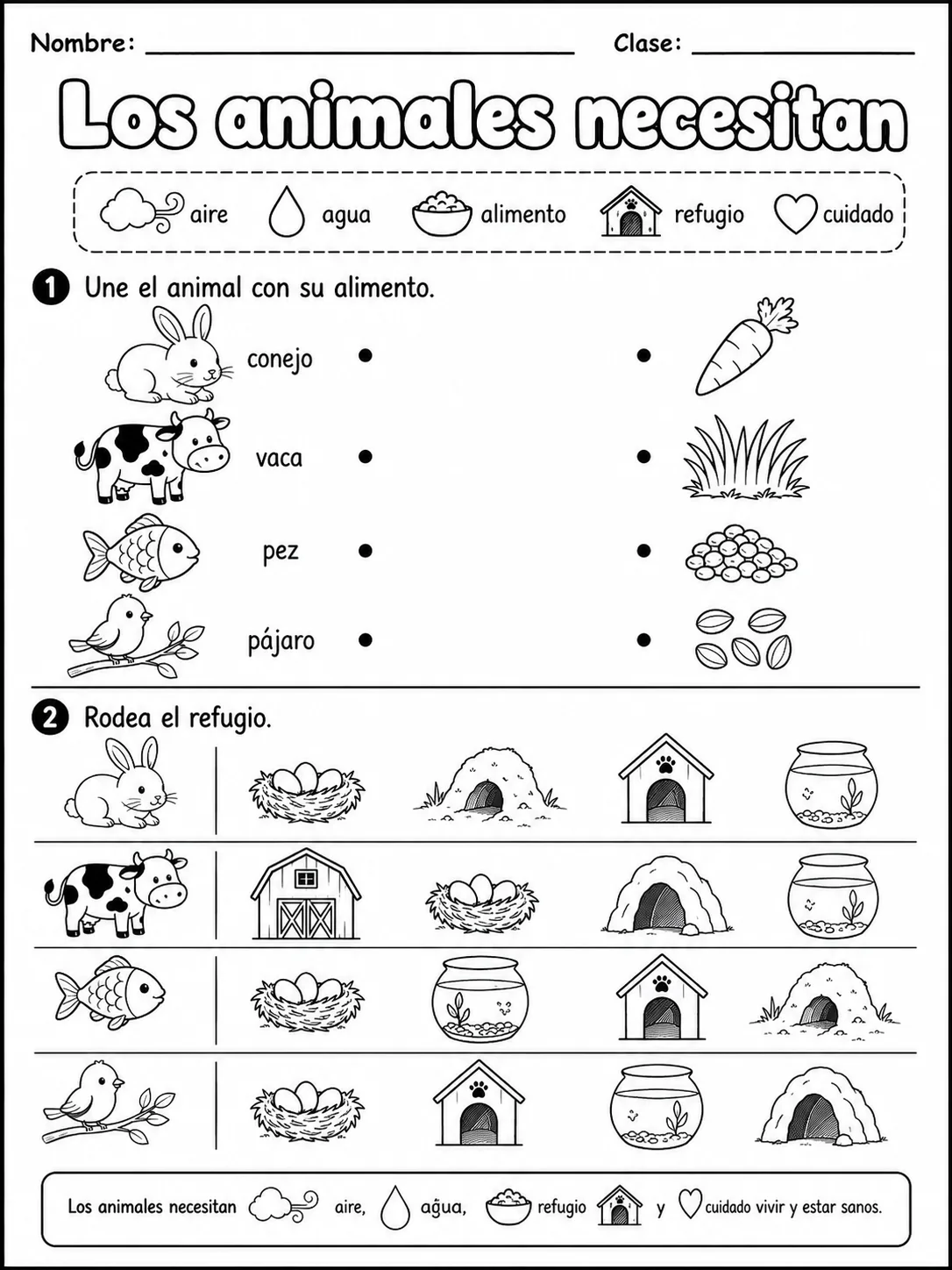 3.º grado - animales y hábitats - Paquete de fichas - Conjunto 3 página 3 vista previa imprimible