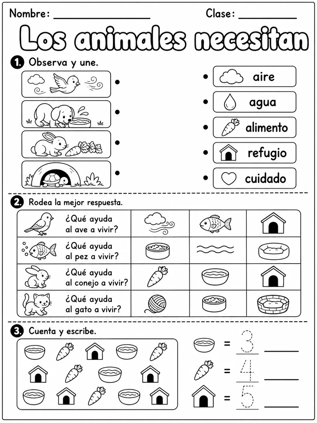 3.º grado - animales y hábitats - Paquete de fichas - Conjunto 3 página 6 vista previa imprimible
