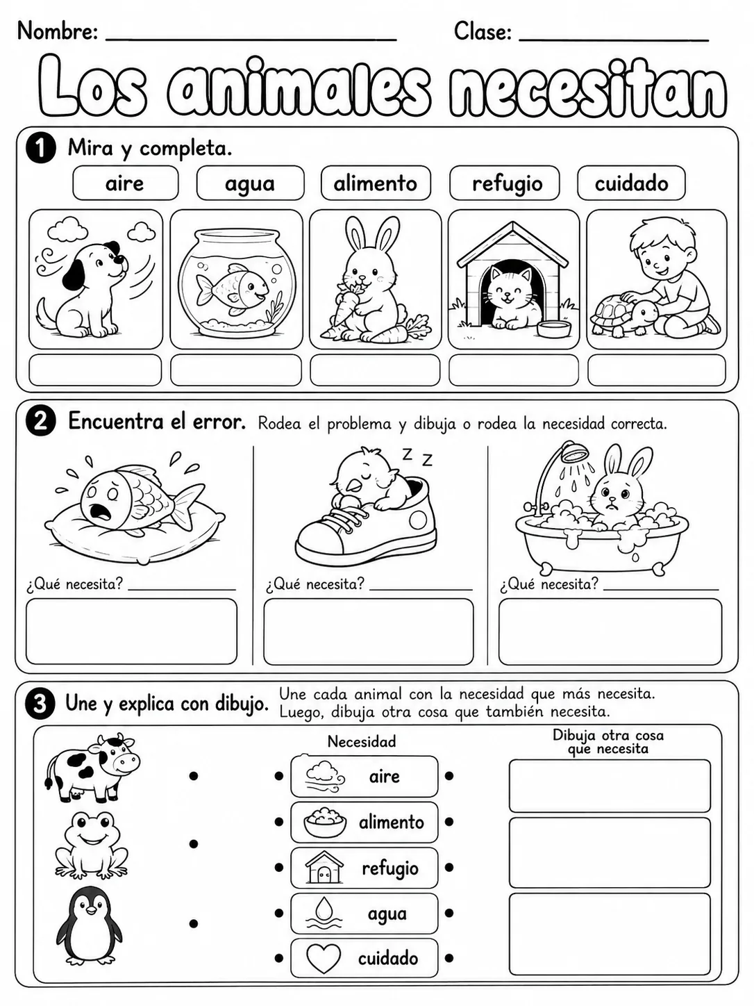 3.º grado - animales y hábitats - Paquete de fichas - Conjunto 3 página 8 vista previa imprimible