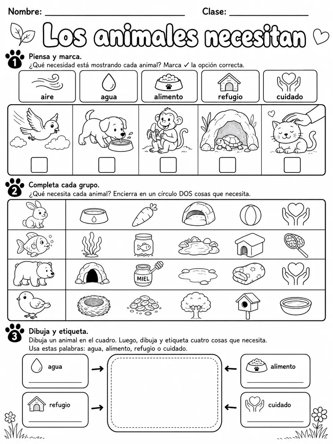 3.º grado - animales y hábitats - Paquete de fichas - Conjunto 3 página 9 vista previa imprimible