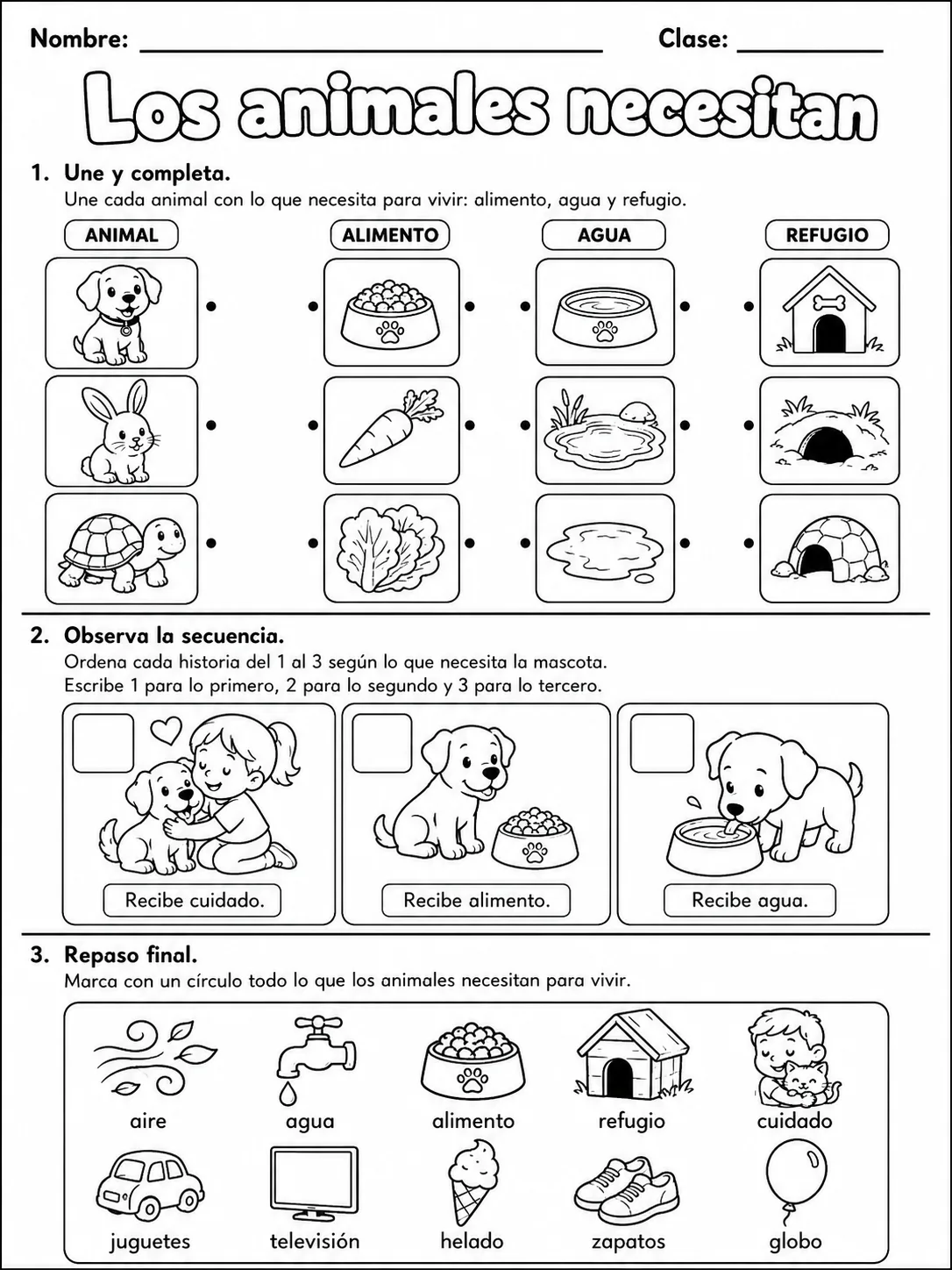 3.º grado - animales y hábitats - Paquete de fichas - Conjunto 3 página 10 vista previa imprimible