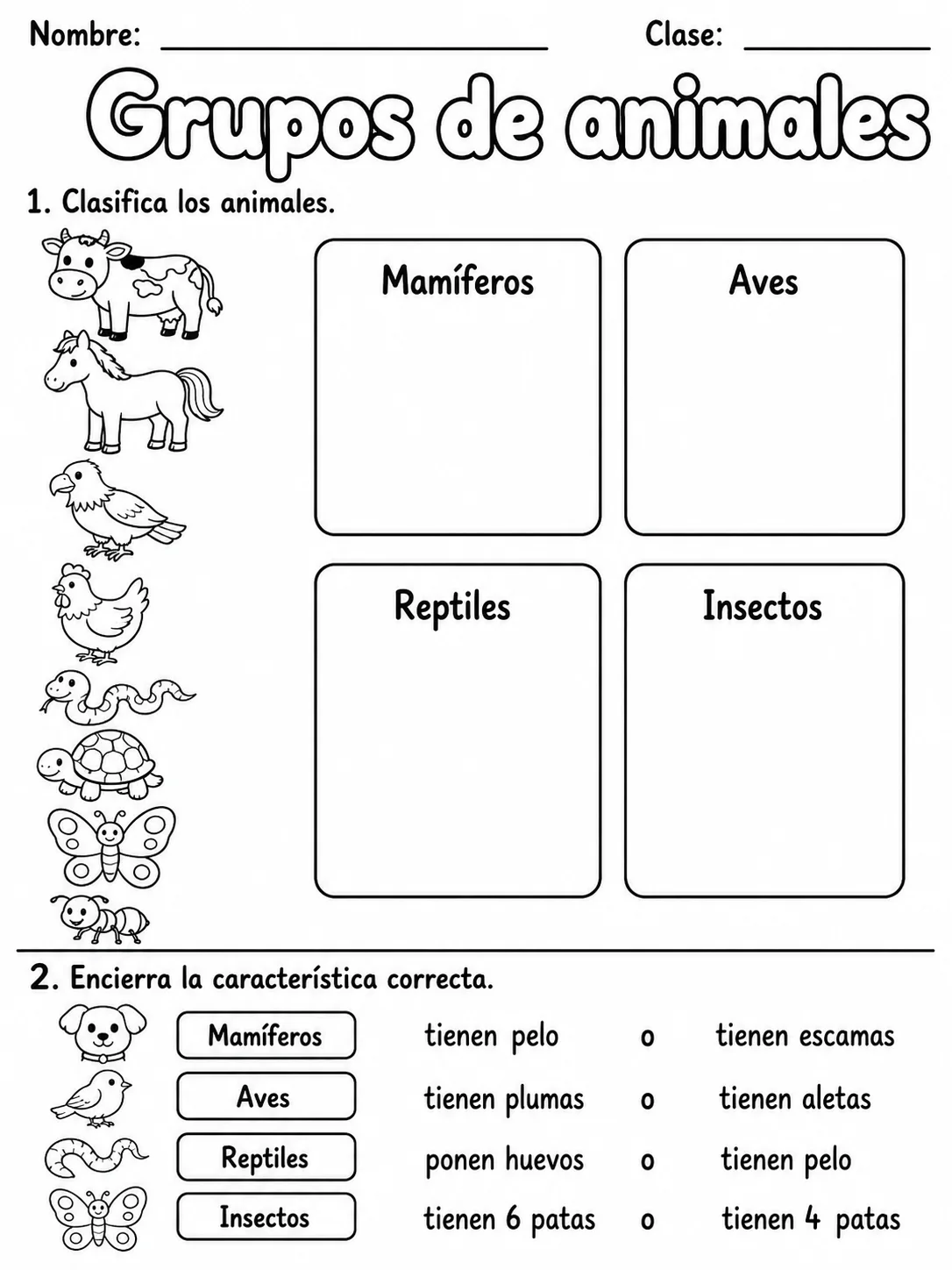 3.º grado - animales y hábitats - Paquete de fichas - Conjunto 4 página 2 vista previa imprimible