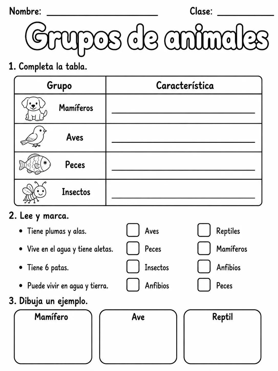 3.º grado - animales y hábitats - Paquete de fichas - Conjunto 4 página 4 vista previa imprimible