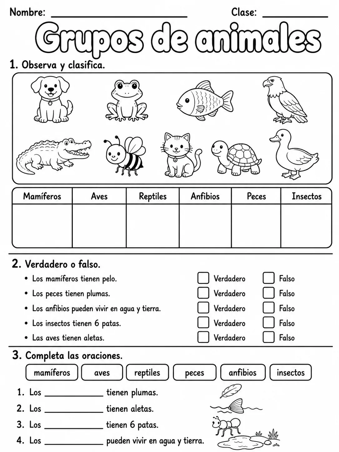 3.º grado - animales y hábitats - Paquete de fichas - Conjunto 4 página 5 vista previa imprimible