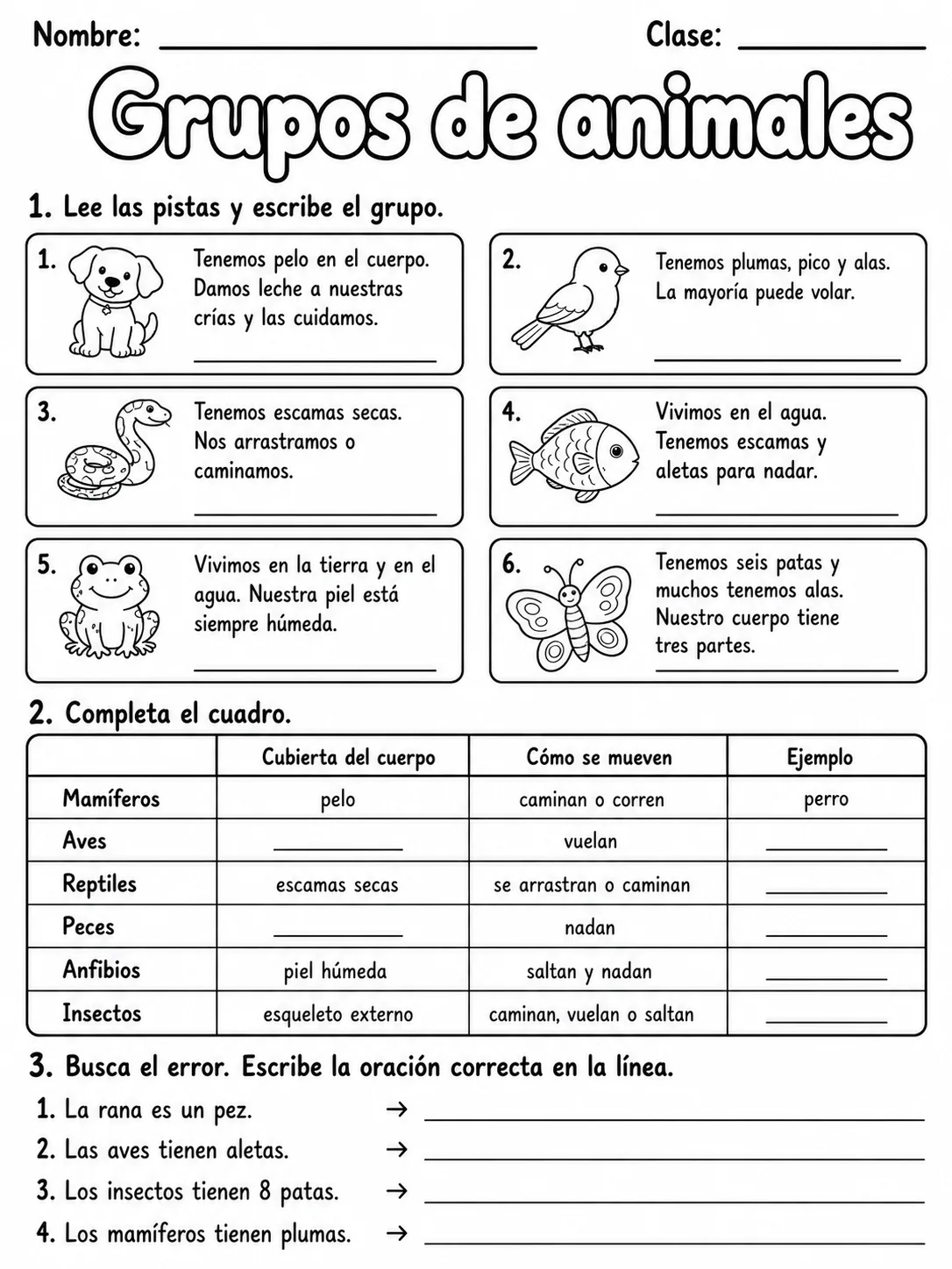 3.º grado - animales y hábitats - Paquete de fichas - Conjunto 4 página 8 vista previa imprimible