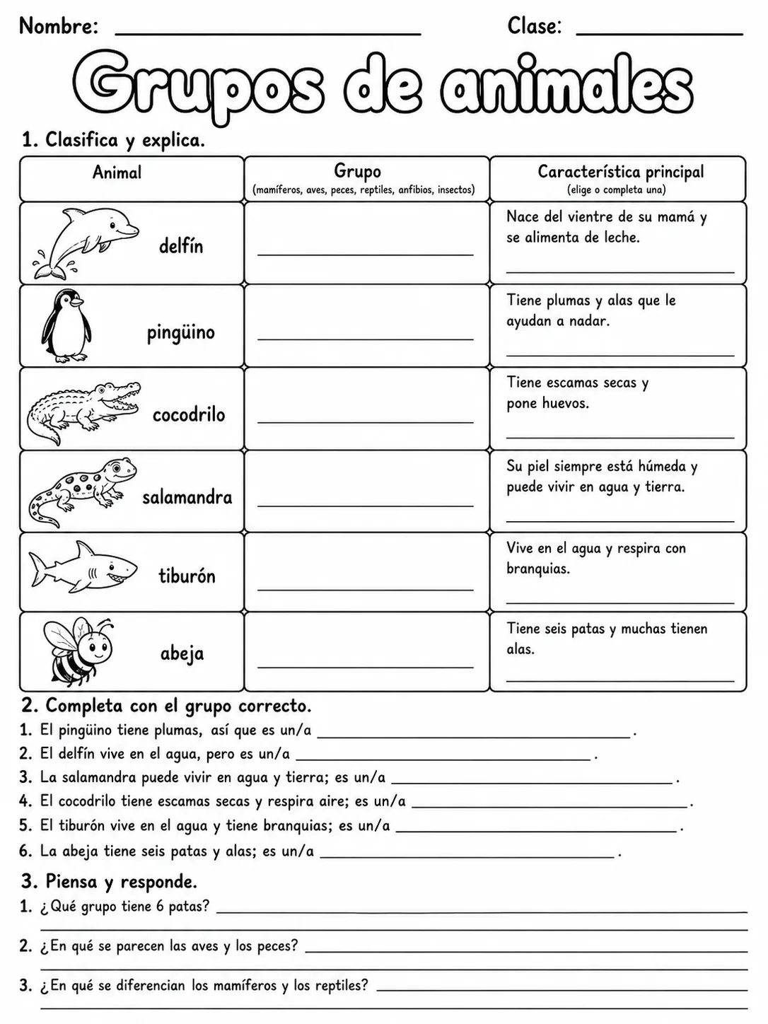 3.º grado - animales y hábitats - Paquete de fichas - Conjunto 4 página 9 vista previa imprimible
