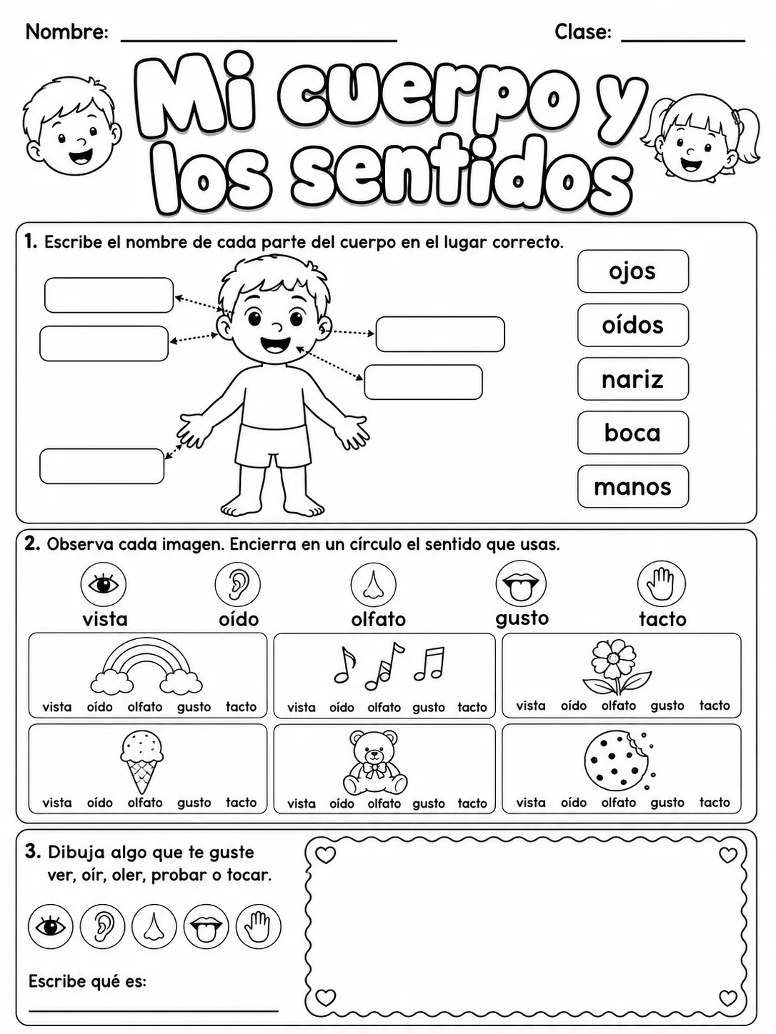 3.º grado - cuerpo humano y salud - Paquete de fichas - Conjunto 2 página 6 vista previa imprimible