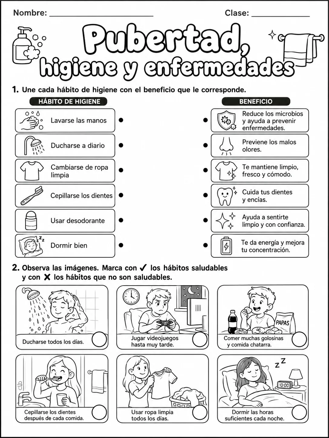 3.º grado - cuerpo humano y salud - Paquete de fichas página 2 vista previa imprimible