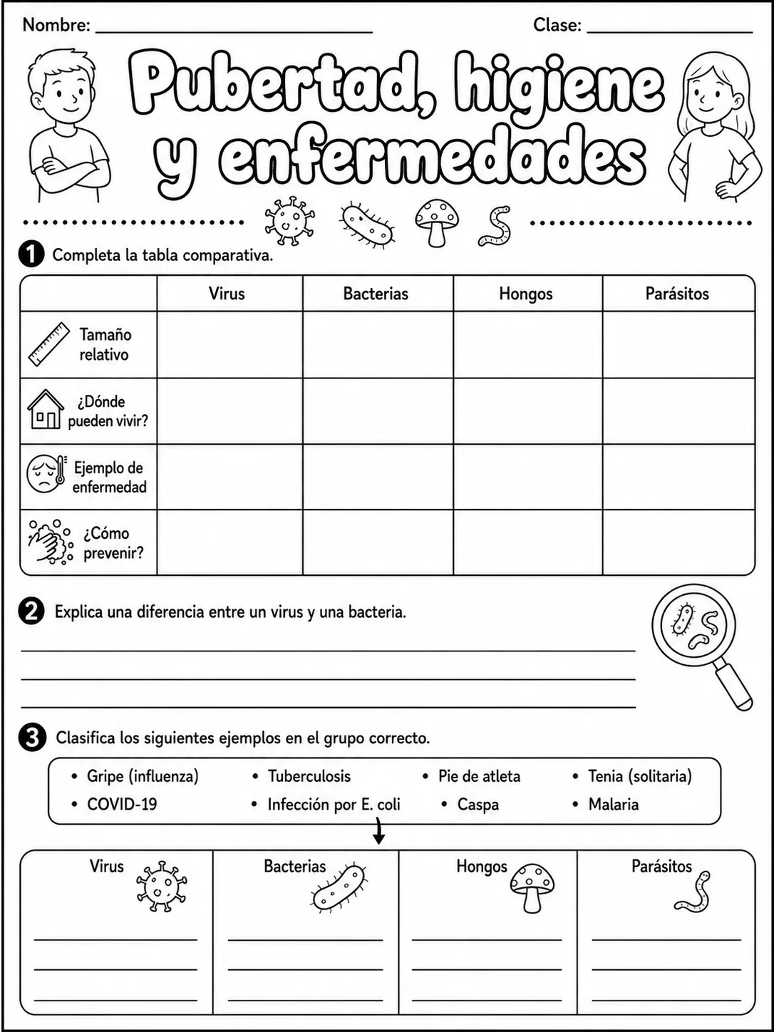 3.º grado - cuerpo humano y salud - Paquete de fichas página 7 vista previa imprimible