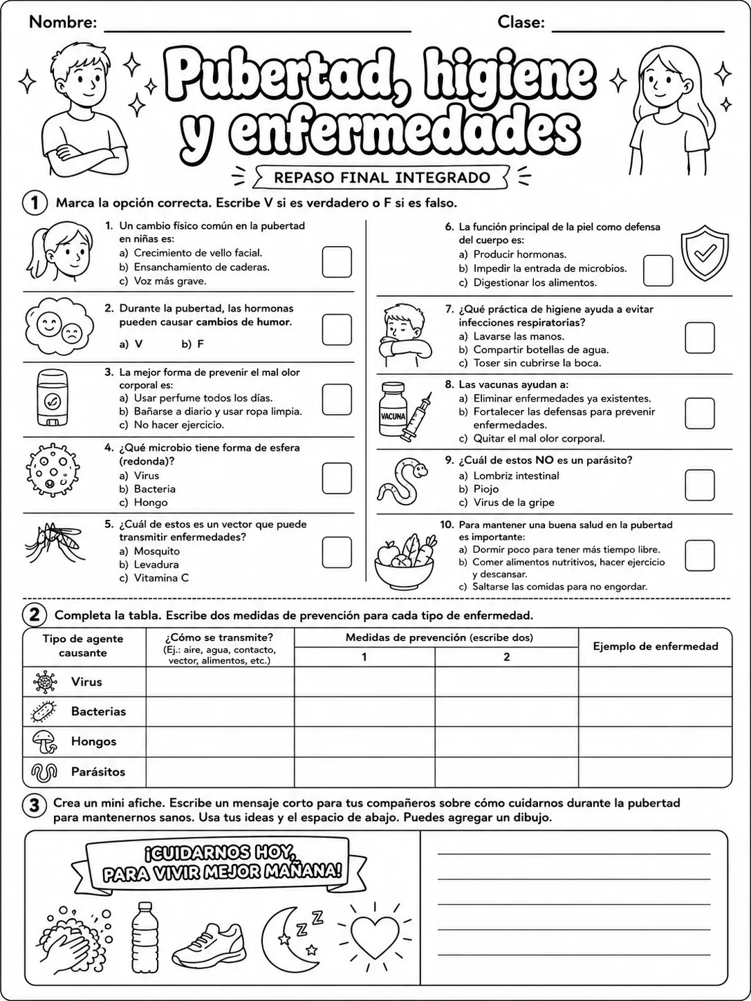 3.º grado - cuerpo humano y salud - Paquete de fichas página 10 vista previa imprimible