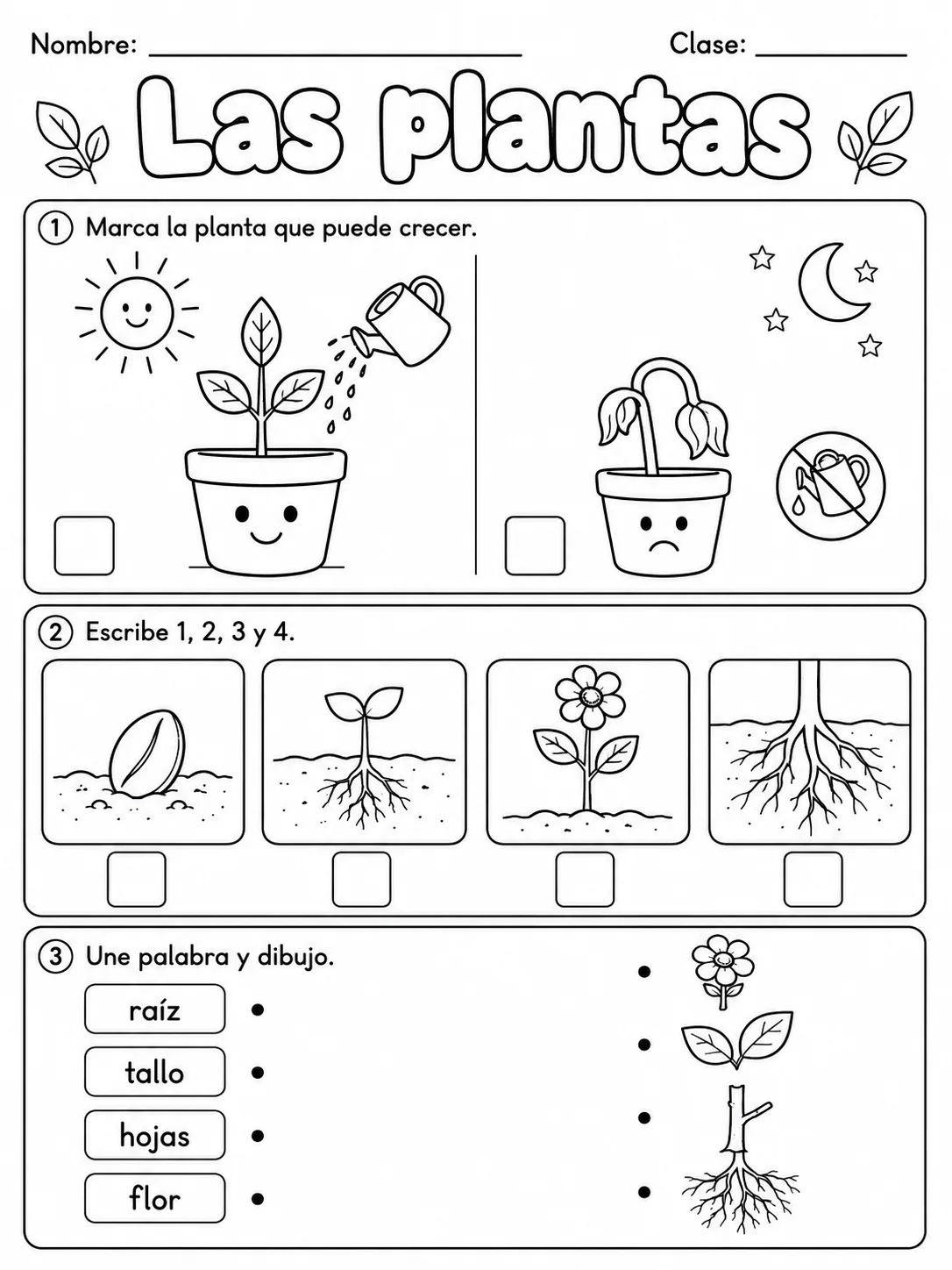3.º grado - plantas - Paquete de fichas - Conjunto 3 página 6 vista previa imprimible