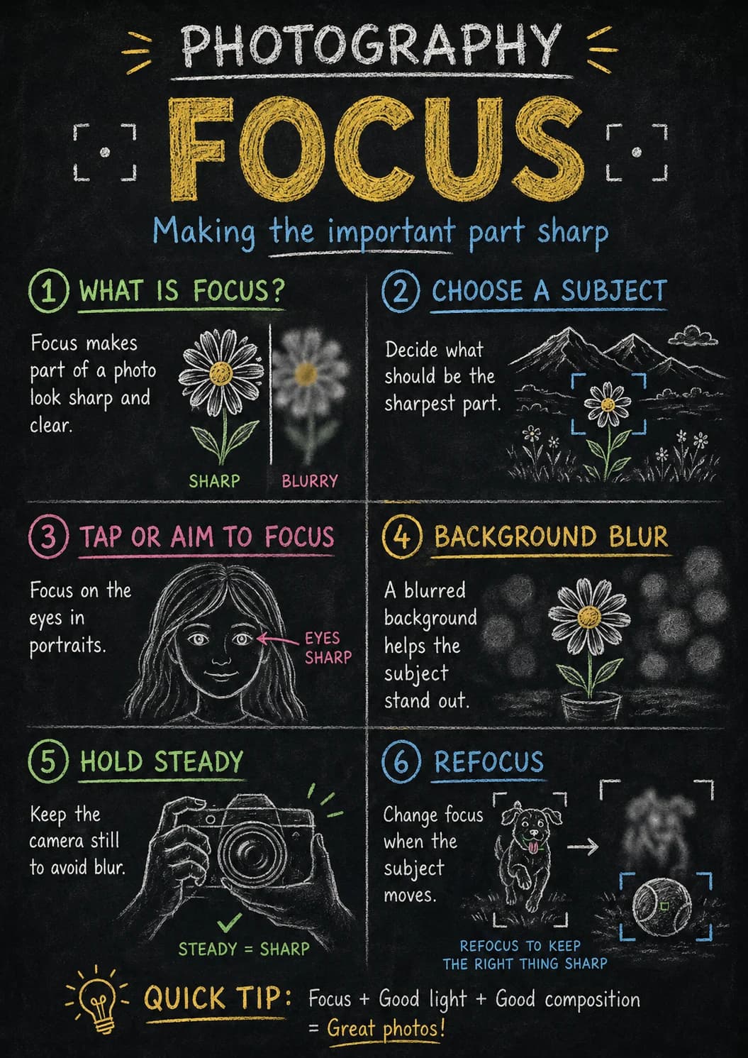Photography infographic poster with clear labels for Photography.
