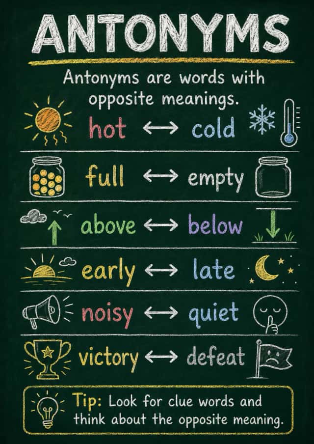 Antonyms Vocabulary Infographic