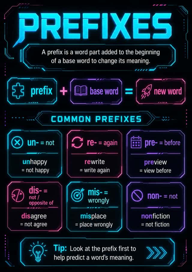 Prefixes Vocabulary Infographic
