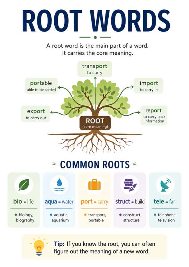 Root words Vocabulary Infographic