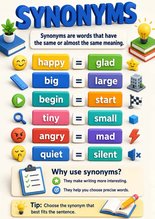 Synonyms Vocabulary Infographic