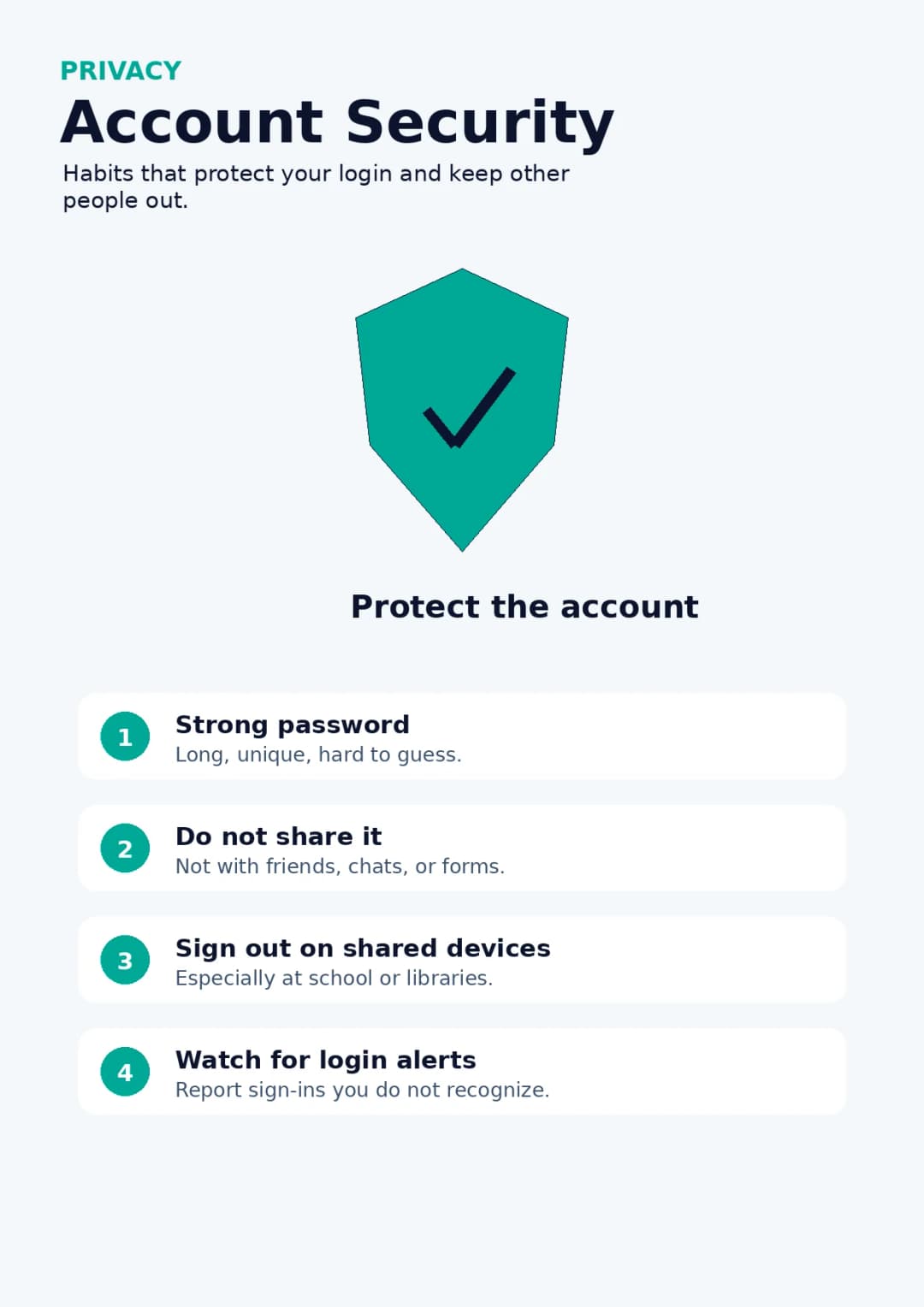 Privacy infographic poster with clear labels for Privacy.