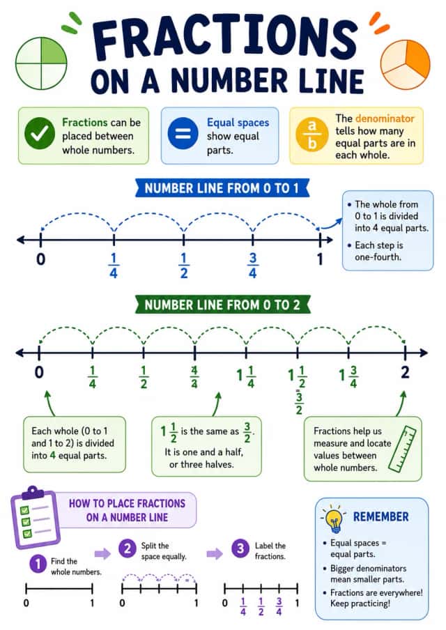 Fractions on a Number Line Infographic