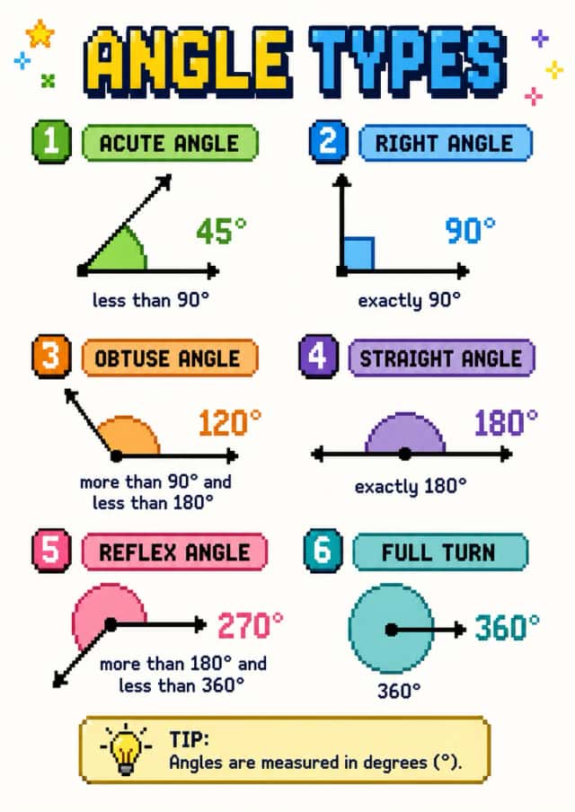 Angle types Geometry Infographic