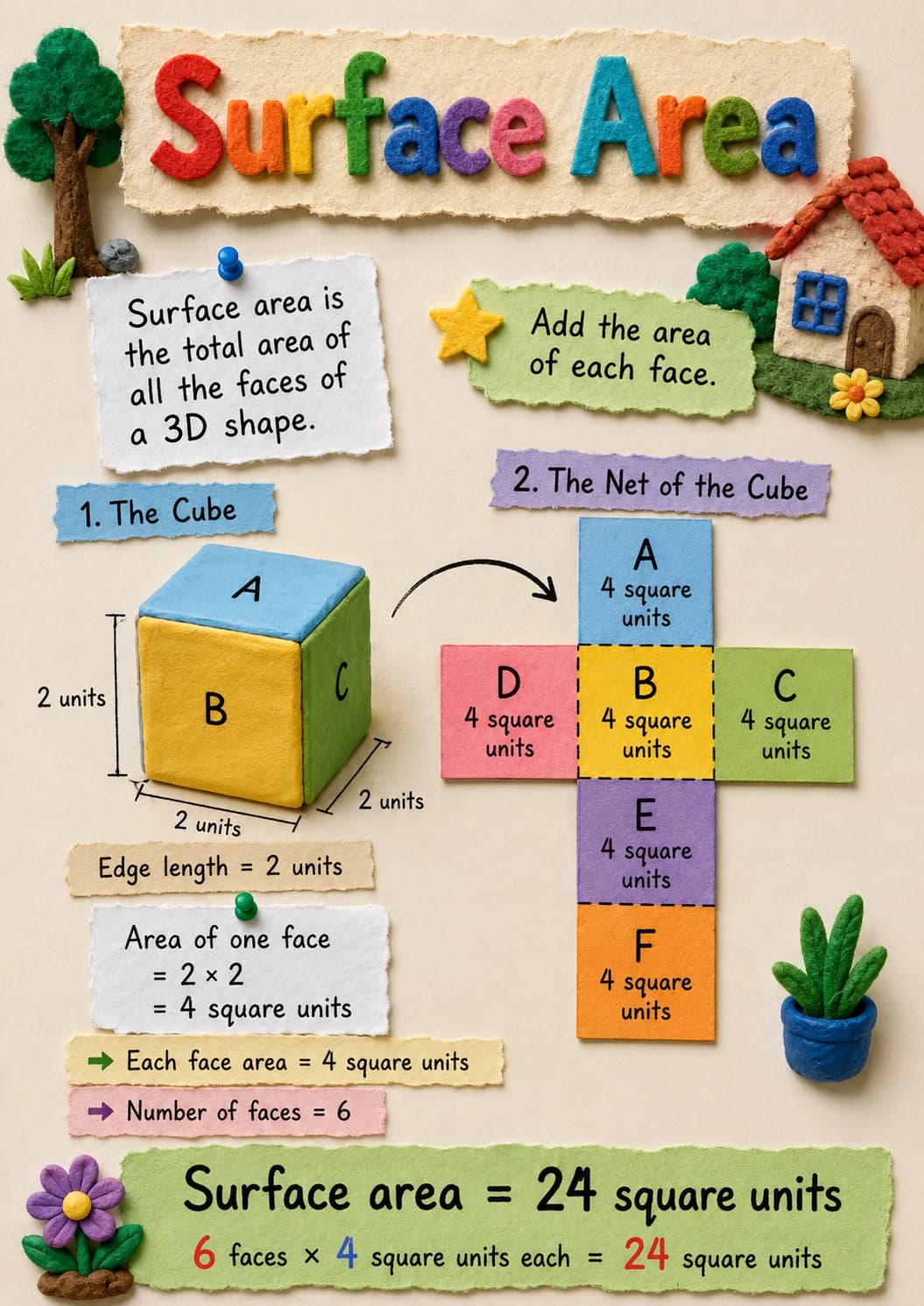Surface Area infographic poster with clear labels for Measurement.