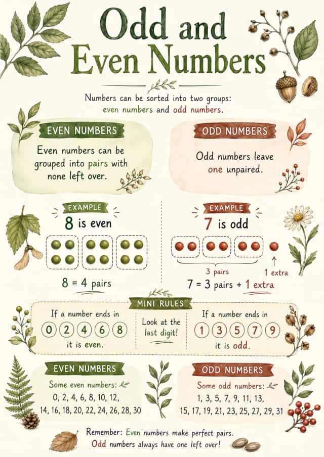 Odd and Even Numbers Number Sense Infographic