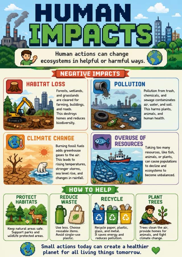 Human Impacts Ecosystems Infographic