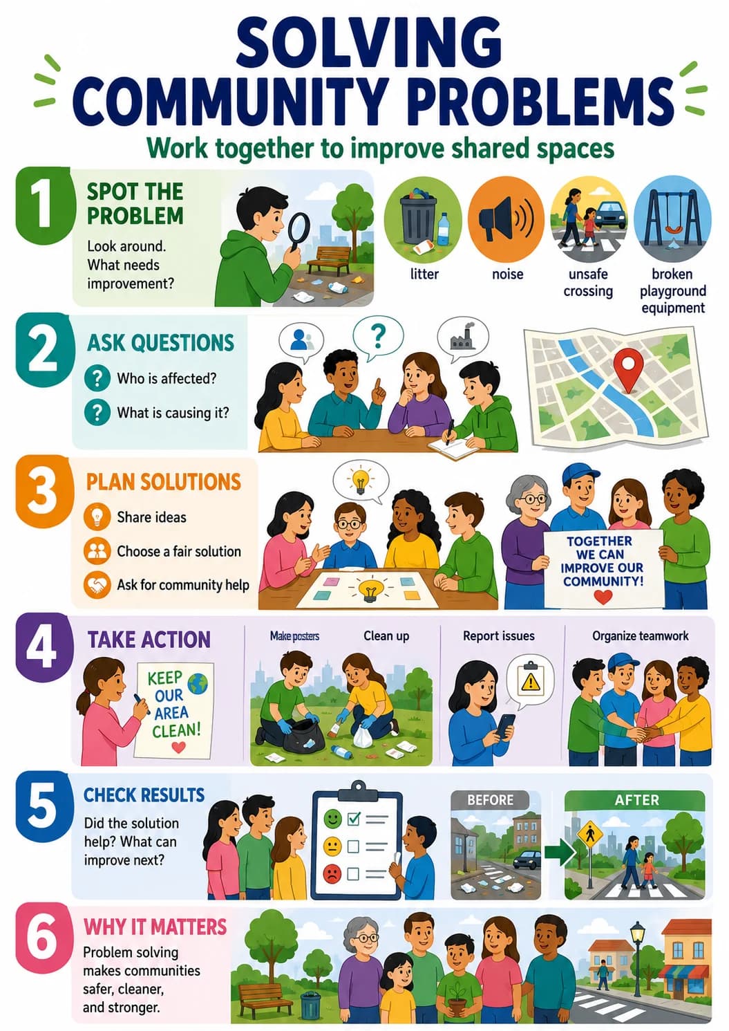Solving infographic poster with clear labels for Citizenship.