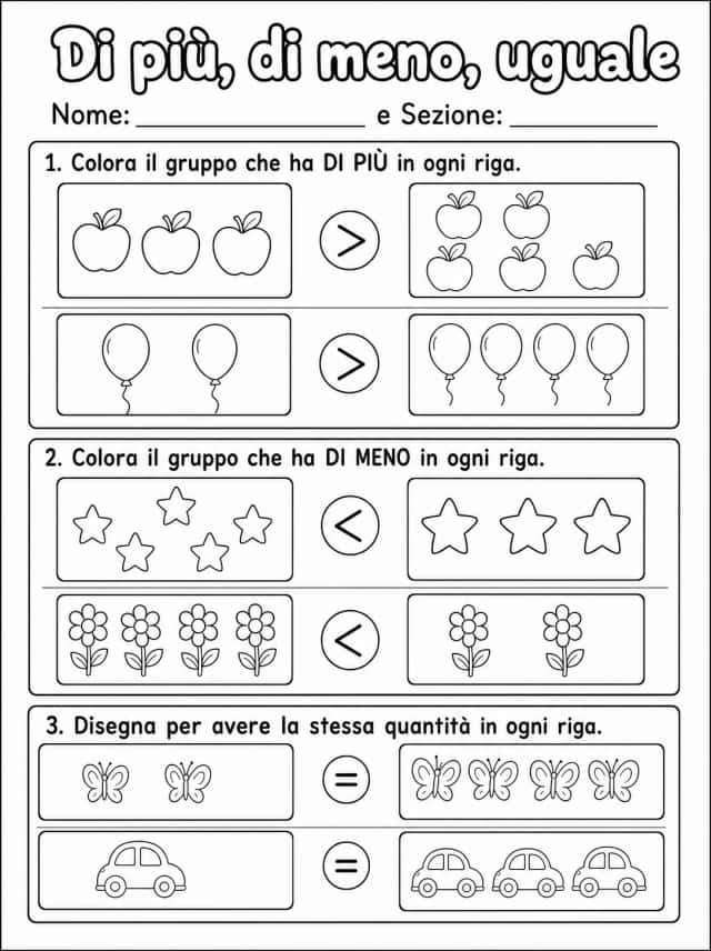 Di più, di meno, uguale - Scuola dell'infanzia
