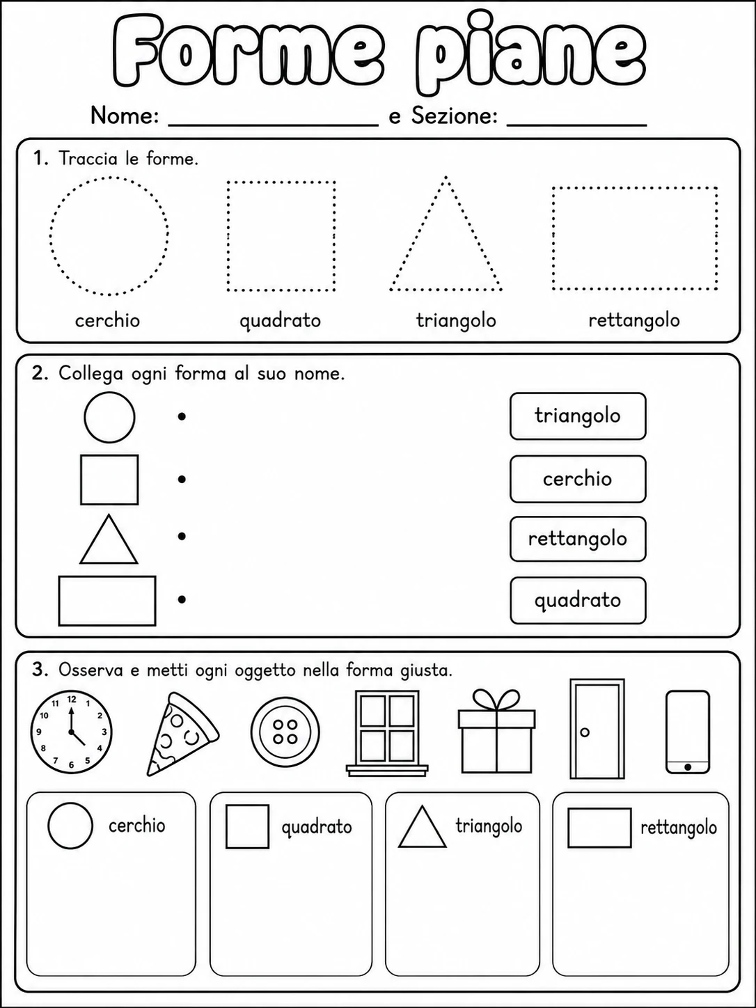 Forme piane Scuola dell'infanzia scheda 2 in italiano