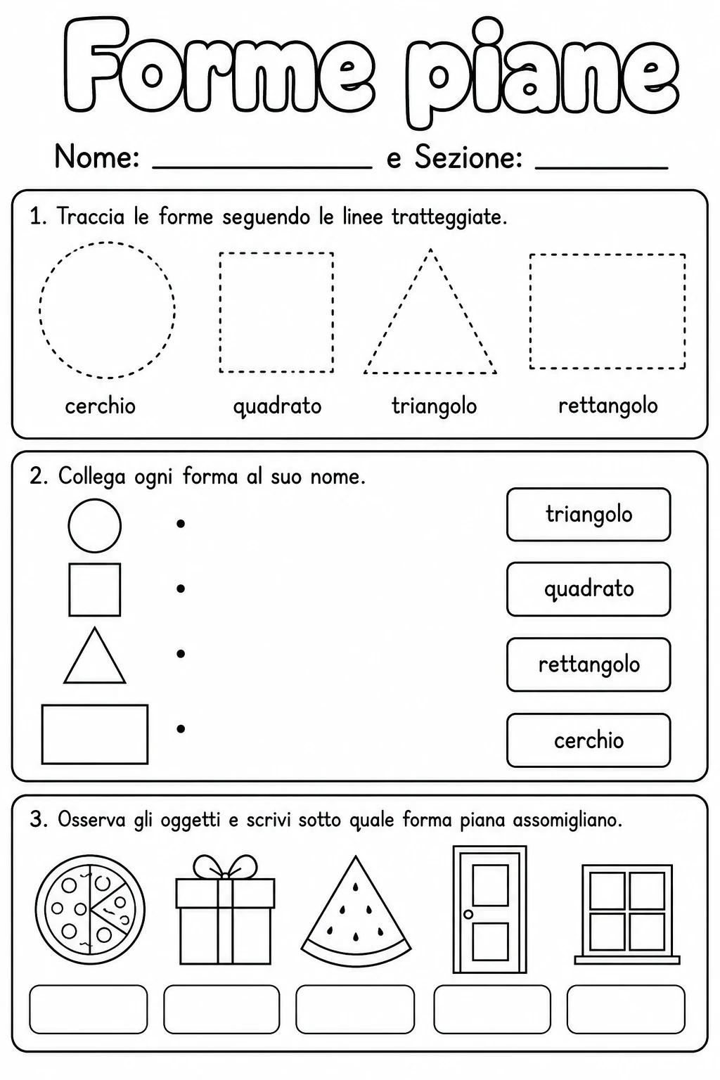 Forme piane Scuola dell'infanzia scheda 4 in italiano