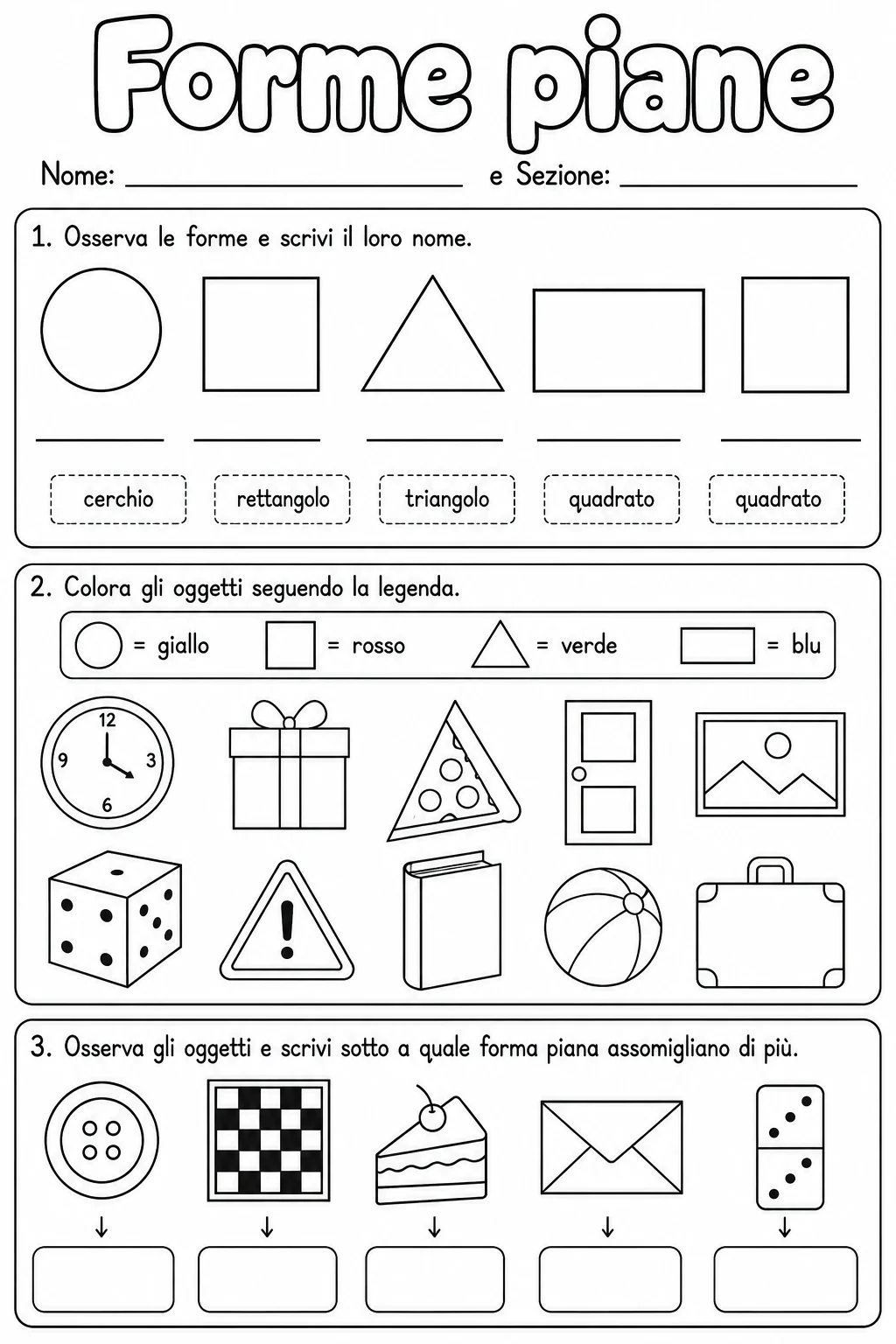 Forme piane Scuola dell'infanzia scheda 5 in italiano