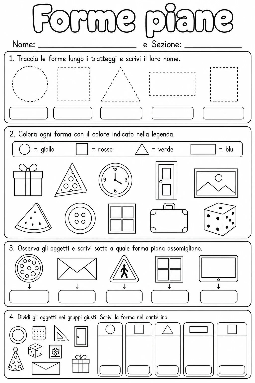 Forme piane Scuola dell'infanzia scheda 6 in italiano