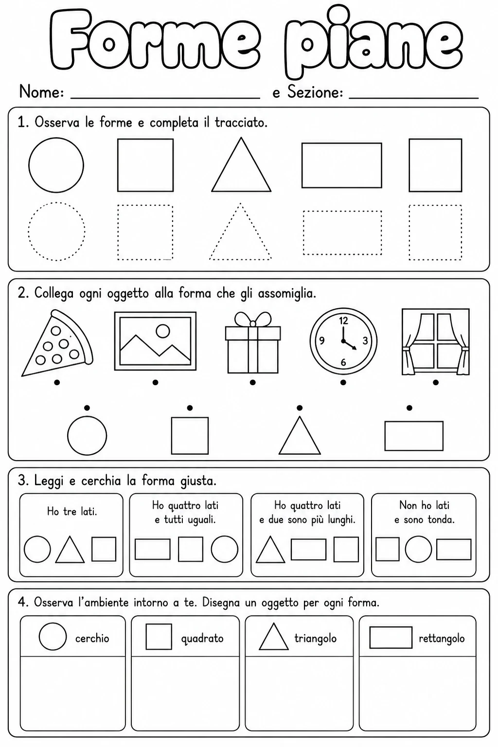 Forme piane Scuola dell'infanzia scheda 7 in italiano