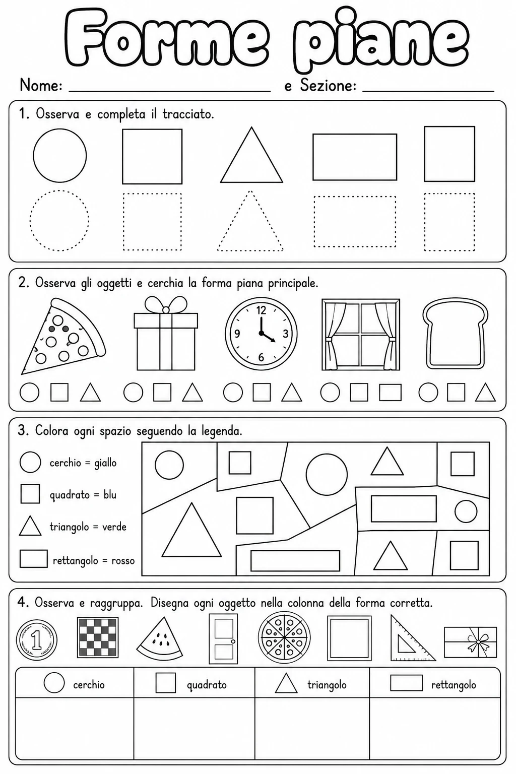 Forme piane Scuola dell'infanzia scheda 8 in italiano
