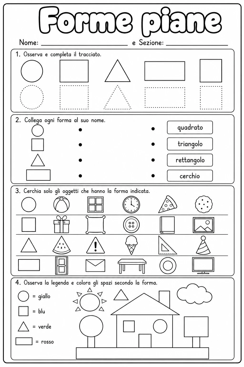Forme piane Scuola dell'infanzia scheda 9 in italiano