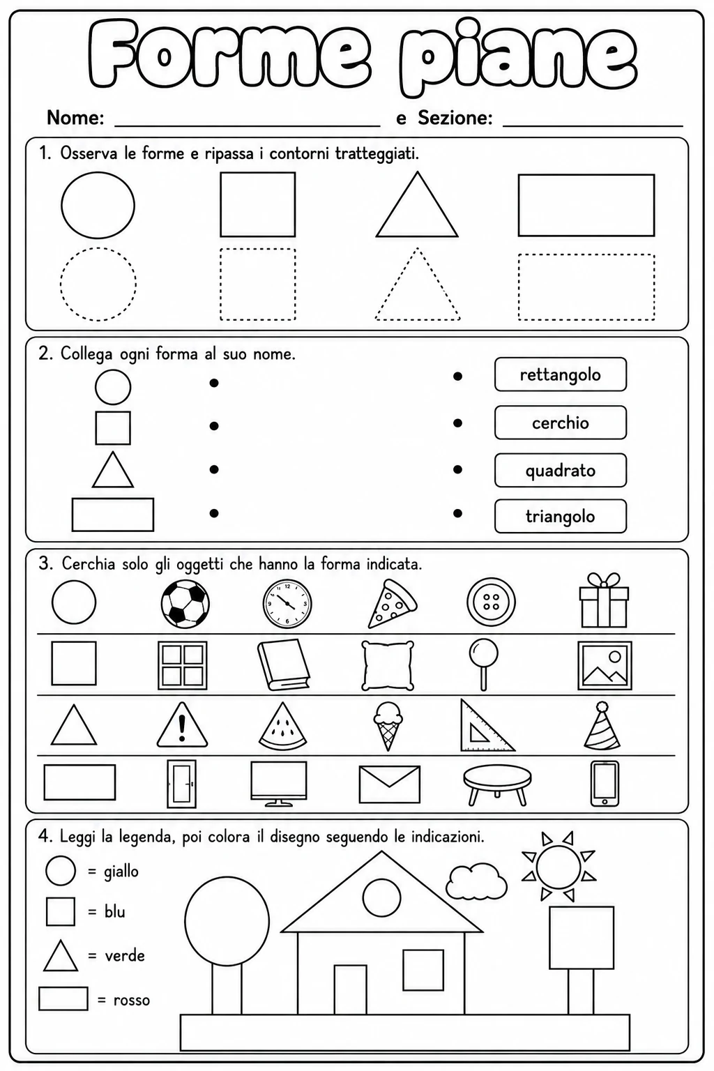 Forme piane Scuola dell'infanzia scheda 10 in italiano