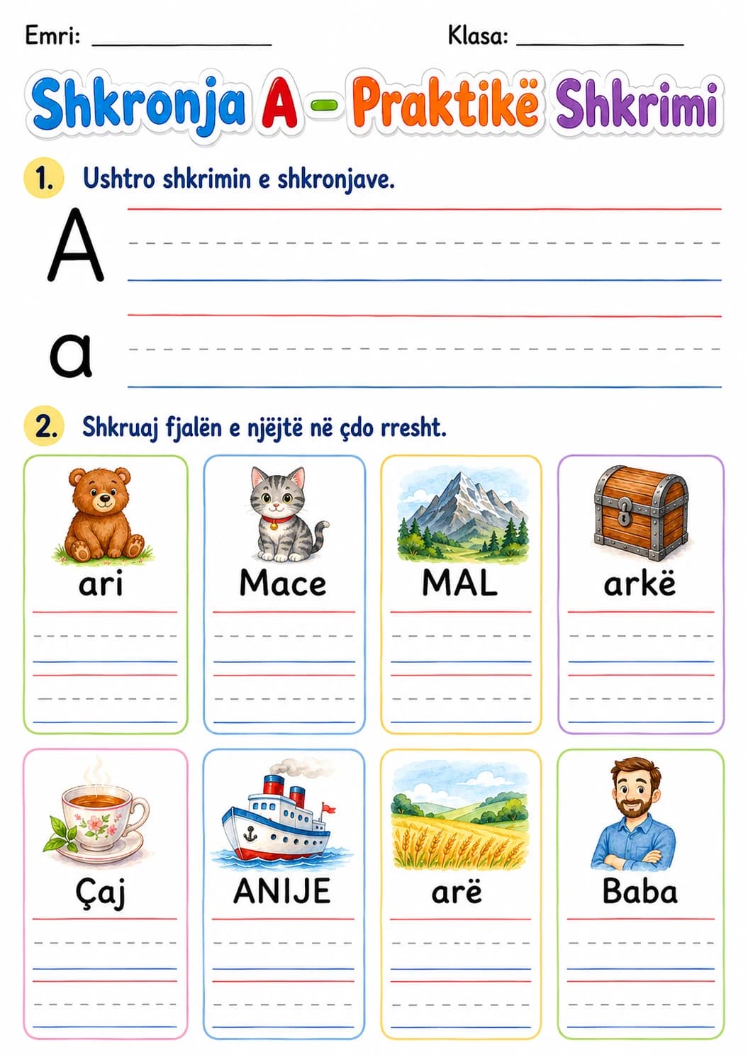 Albanian Letter A Phonics Worksheets Pack page 4 printable worksheet preview