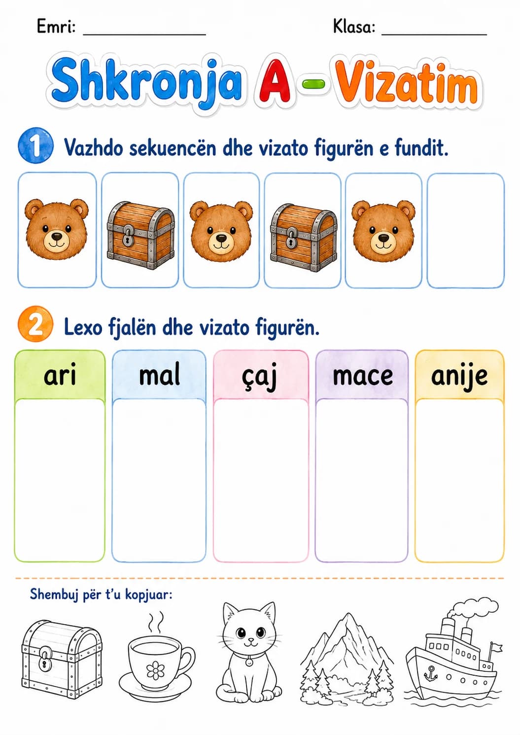 Albanian Letter A Phonics Worksheets Pack page 5 printable worksheet preview