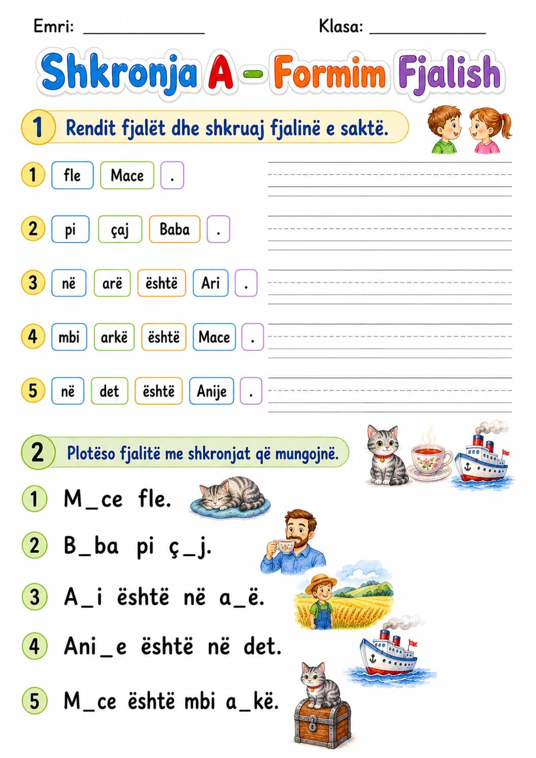Albanian Letter A Phonics Worksheets Pack page 8 printable worksheet preview
