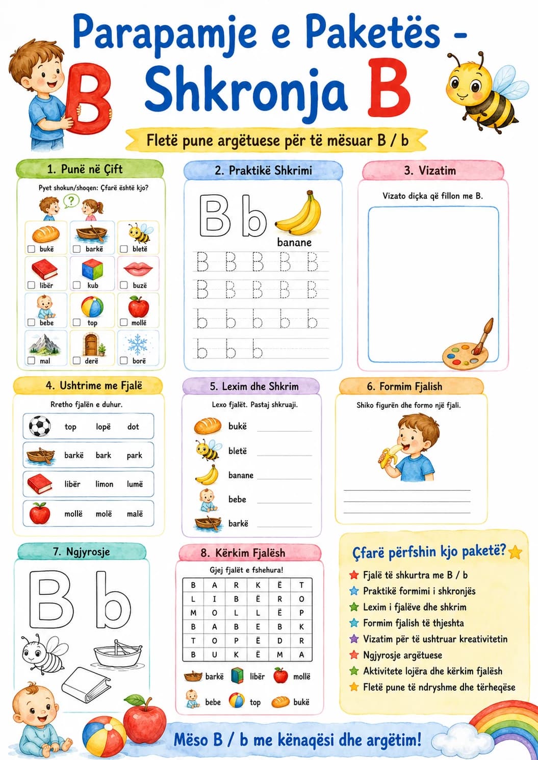 Albanian Letter B Phonics Worksheets Pack page 2 printable worksheet preview