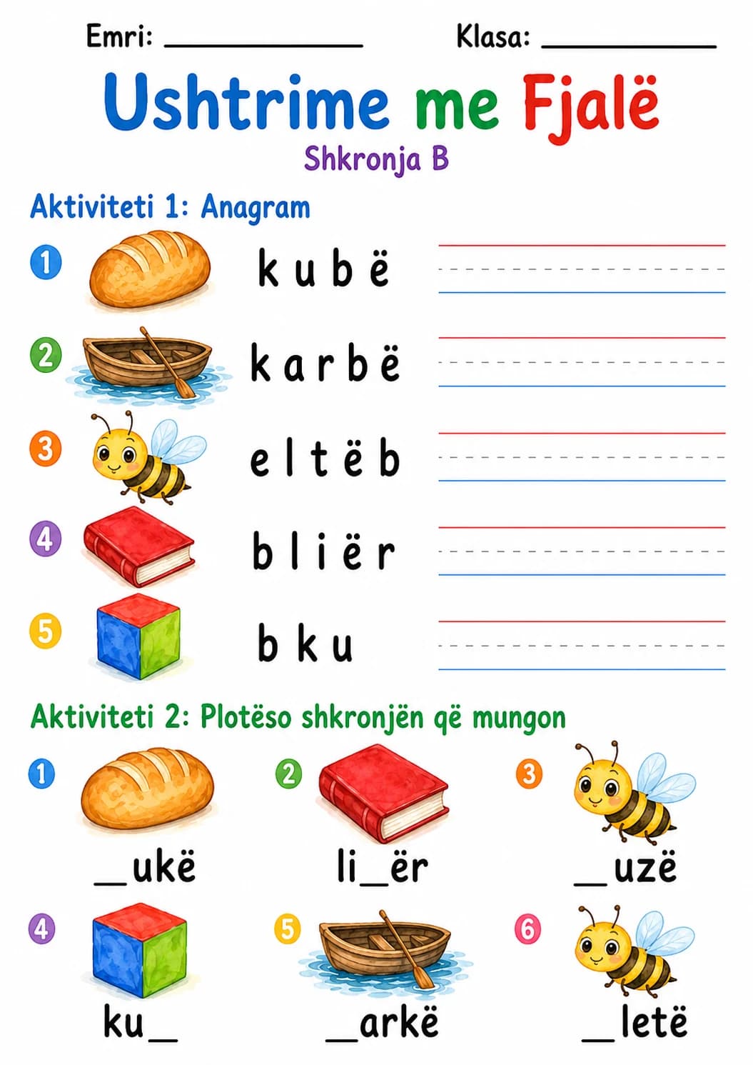 Albanian Letter B Phonics Worksheets Pack page 4 printable worksheet preview