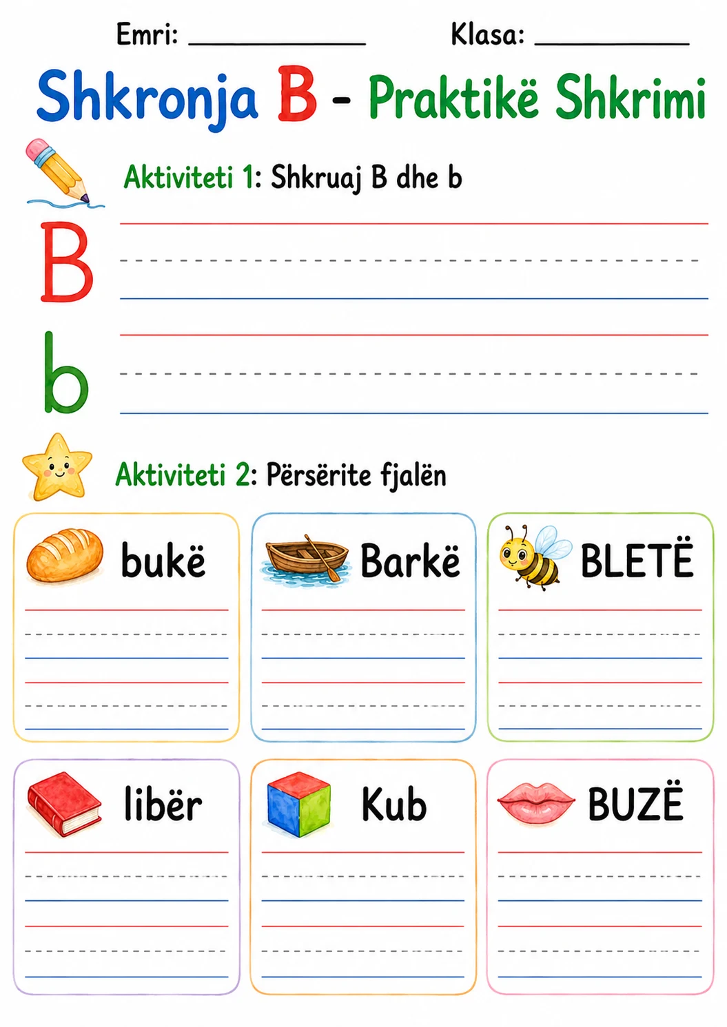 Albanian Letter B Phonics Worksheets Pack page 5 printable worksheet preview