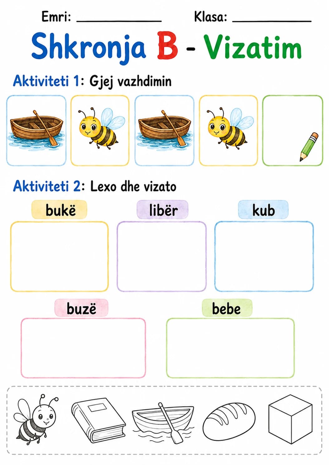 Albanian Letter B Phonics Worksheets Pack page 6 printable worksheet preview